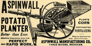 1890 Ad Aspinwall Potato Corn Planter Fertilizer Spread Agriculture AAG1