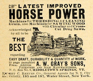 1893 Ad A. W. Gray's Horse Power Farming Machinery Agricultural Agriculture AAG1