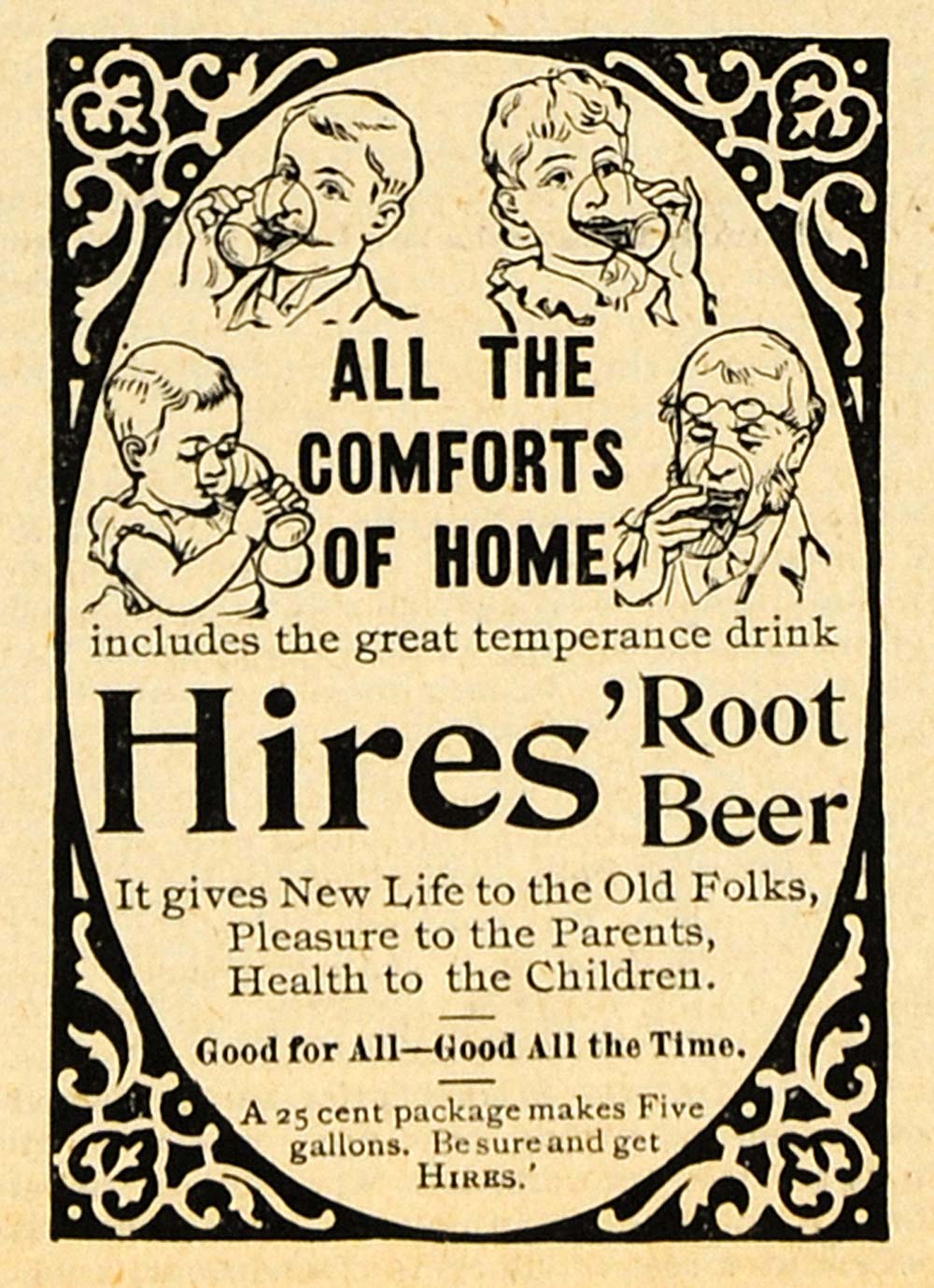 1893 Ad Hires Root Beer Packets Carcinogen Ingredient Soda Pop Temperance AAG1