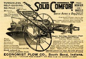 1893 Ad Economist Self-Guiding Farmer Soil Plow Farming Equipment AAG1