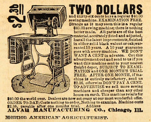 1893 Ad Alvah Antique Sewing Machines Needlework Pricing American AAG1