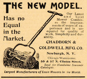 1893 Ad Chadborn Coldwell Push Grass Lawnmower Tools Machinery Newburgh New AAG1