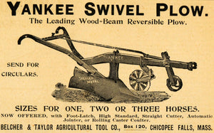 1893 Ad Belcher Taylor Farming Tools Yankee Swivel Plow Antique Farm AAG1