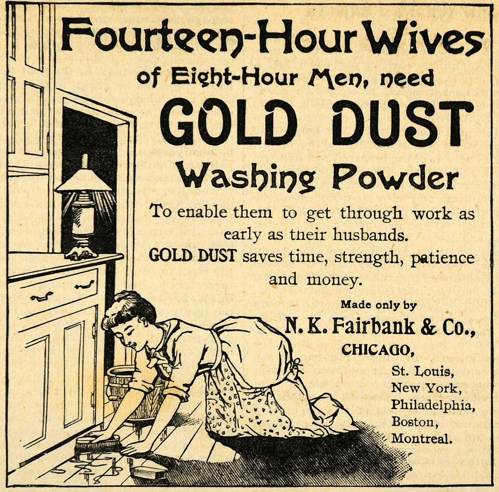 1893 Ad N. K. Fairbank Gold Dust Washer Housewife Scrubbing Floors Cleaning AAG1 - Period Paper
