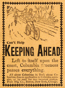 1893 Ad Pope Columbia Antique Bicycles Bike Cycling Biking Physical AAG1
