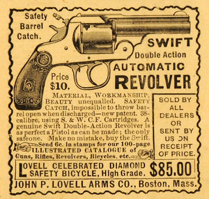 1891 Ad John O. Lovell Double Action Automatic Revolver Handgun Pistol AAG1