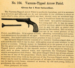 1891 Ad Agriculturist Subscribe Vacuum-Tip Arrow Pistol Handgun Firearm Air AAG1