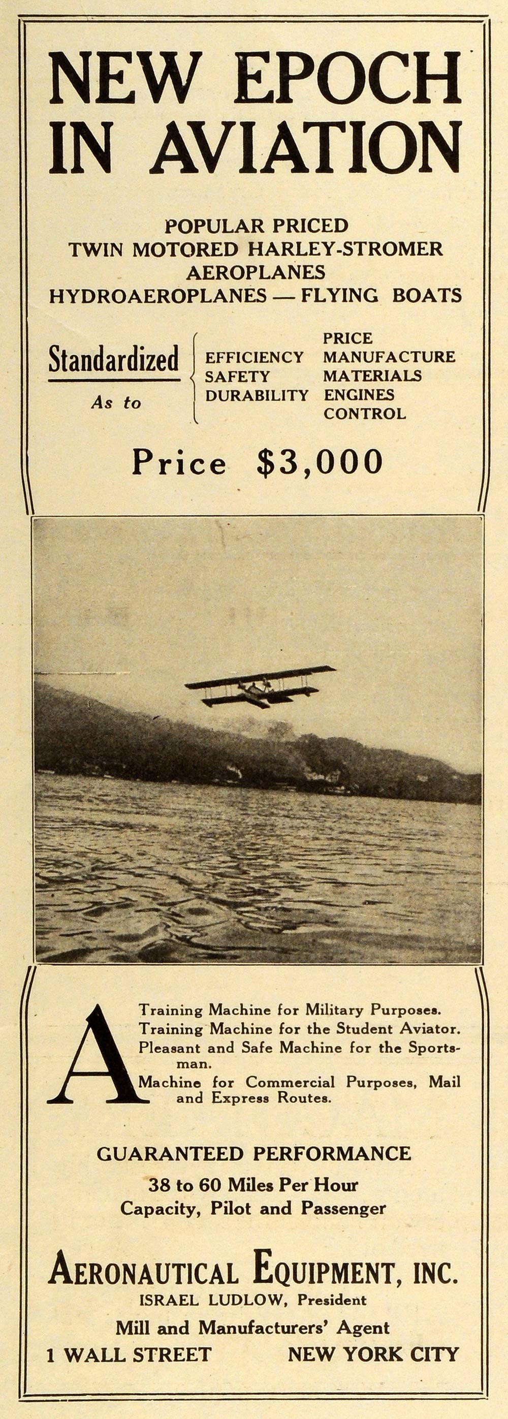 1918 Ad Aeronautical Equipment Inc Aviation Hydroaeroplanes Biplane AAW1