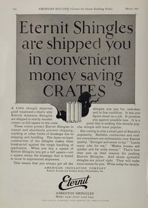 1925 Ad Eternit Asbestos Shingles American Insulation - ORIGINAL ADVERTISING AB1