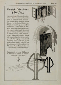 1925 Ad Pondosa Pine Building Lumber Portland Oregon - ORIGINAL ADVERTISING AB1