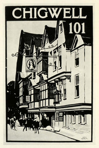 1924 Print Poster Fred Taylor King's Head Inn Chigwell England Rail Travel ABA