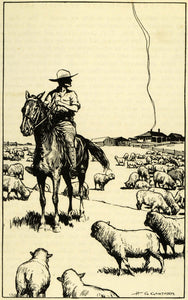 1924 Line Cut H. G. Gawthorn Rancher Horse Rider Farmer Sheep Flock ABA