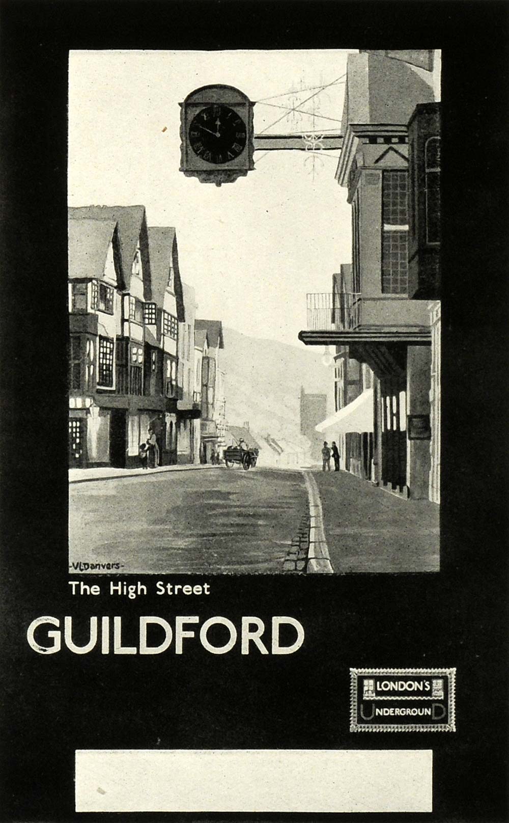 1924 Print Poster Danvers High Street Guildford London Underground Rail ABA
