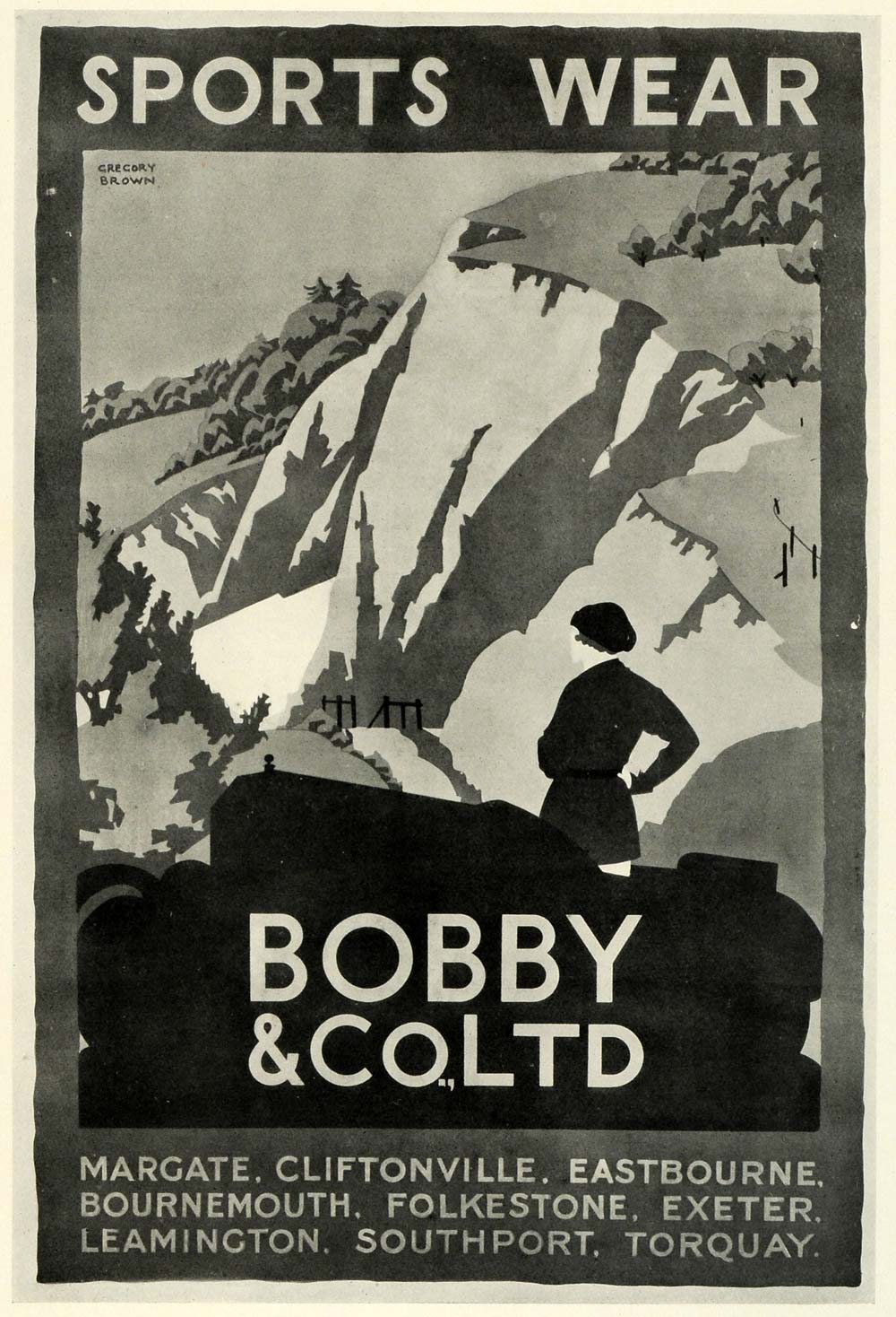 1924 Print Poster Greg Brown Bobby English Outdoor Wear Clothing Lady Cliff ABA