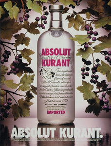 1994 Ad Absolut Kurant Vodka Black Currant Berries - ORIGINAL ADVERTISING ABS1