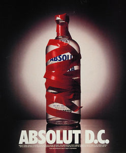 1995 Ad Absolut D. C. Vodka Bottle Red Tape Washington - ORIGINAL ABS1