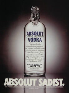 1999 Ad Absolut Sadist Vodka Padlock Steve Bronstein - ORIGINAL ADVERTISING ABS2