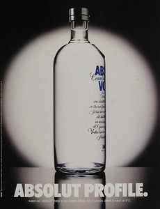 1990 Original Print Ad Absolut Profile Vodka Bottle - ORIGINAL ADVERTISING ABS2