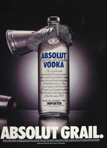 1996 Ad Absolut Grail Vodka Chain Mail Armor Helmet - ORIGINAL ADVERTISING ABS2