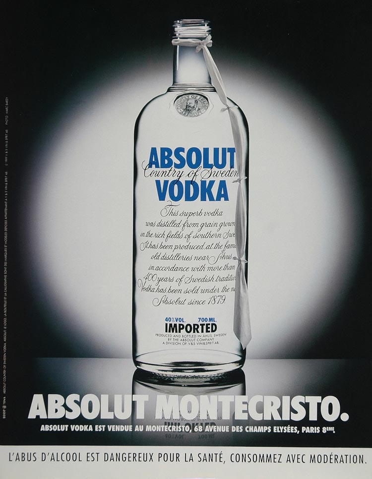 1999 Ad Absolut Montecristo Paris Club Vodka Marc Bardy - ORIGINAL ABS2