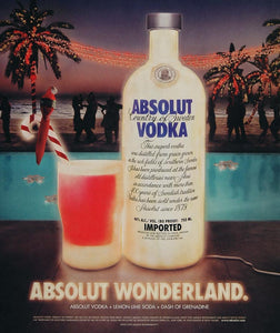 2004 Ad Absolut Wonderland Beach Party Parrot Fialaire - ORIGINAL ABS2