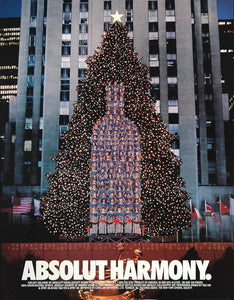 1992 Ad Absolut Harmony NY Choral Society Christmas - ORIGINAL ADVERTISING ABS2