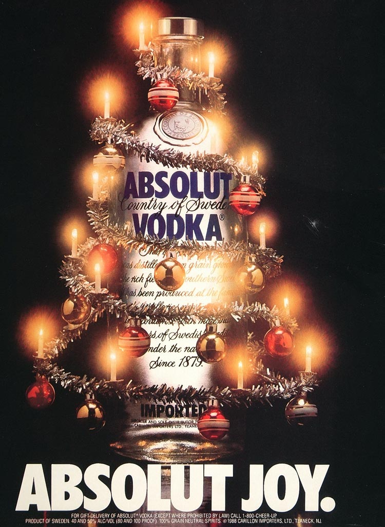 1988 Ad Absolut Joy Christmas Tree Candles Decoration - ORIGINAL ABS2