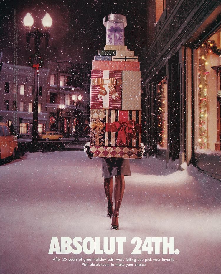 2005 Ad Absolut 24th Christmas Gifts Presents December - ORIGINAL ABS2