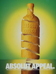 1990 Ad Absolut Appeal Citron Vodka Bottle Lemon Peel - ORIGINAL ABS2