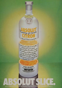 1991 Ad Absolut Citron Vodka Slice Lemon Lime Orange - ORIGINAL ADVERTISING ABS2
