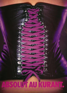 1997 Ad Absolut Au Kurant Purple Bustier Corset Sexy - ORIGINAL ADVERTISING ABS2