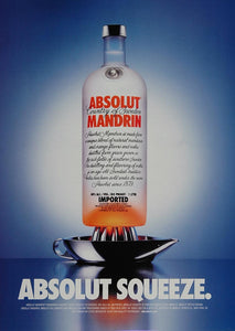 2001 Ad Absolut Mandrin Squeeze Bottle Orange Juicer - ORIGINAL ADVERTISING ABS2