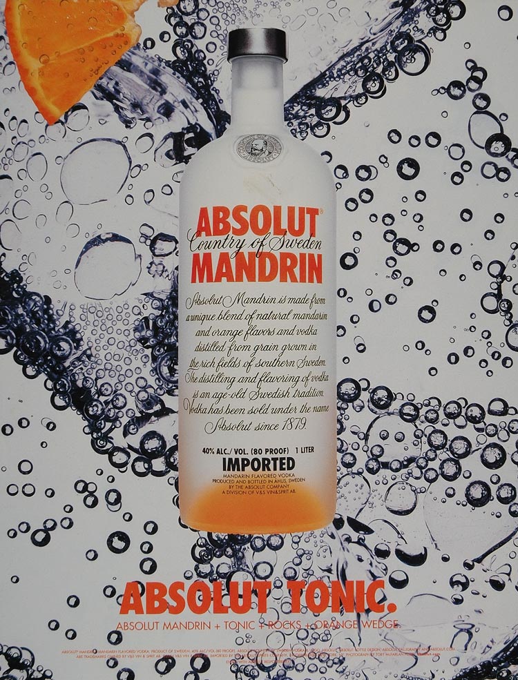 2004 Ad Absolut Mandrin Tonic Orange Slice Bubbles - ORIGINAL ADVERTISING ABS2