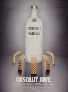 2003 Ad Absolut Awe Vanilla Vodka Liquor Bottle Cookie Wafers Drink Leon ABS2