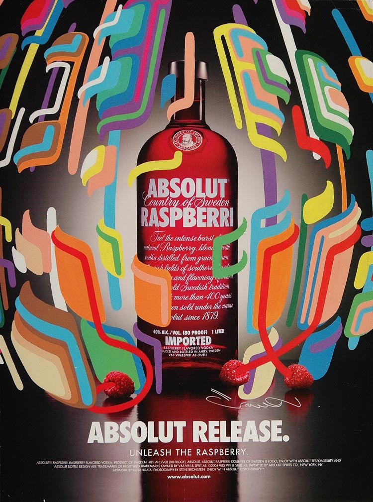 2004 Ad Absolut Release Raspberri Vodka Raspberry NICE - ORIGINAL ABS2