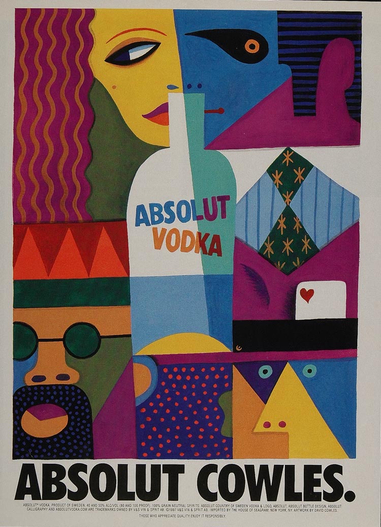 1997 Ad Absolut Cowles Vodka Bottle Graphic Faces Eyes - ORIGINAL ABS2