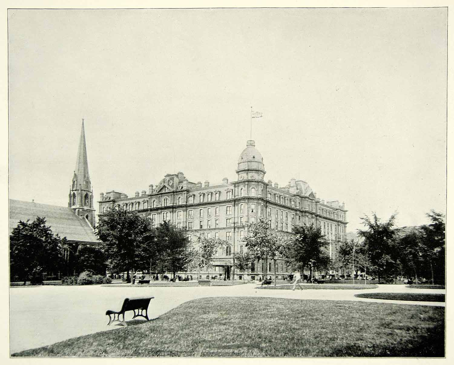 1894 Print Windsor Hotel Montreal Canada Dominion Square Jesuit Church AC1
