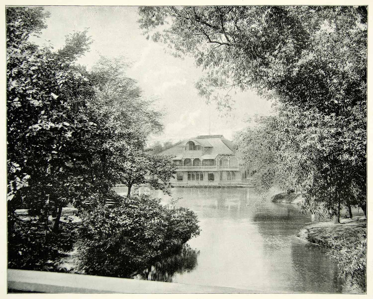 1894 Print Lincoln Park Chicago Illinois City Building Regatta Lake Historic AC1