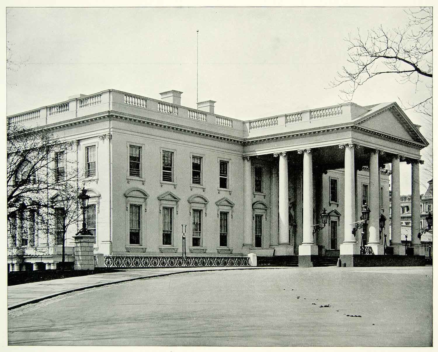 1894 Print White House Washington DC Pennsylvania Avenue US Government AC1