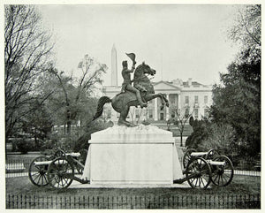 1894 Print General Andrew Jackson Horse Statue Lafayette Square Washington AC1