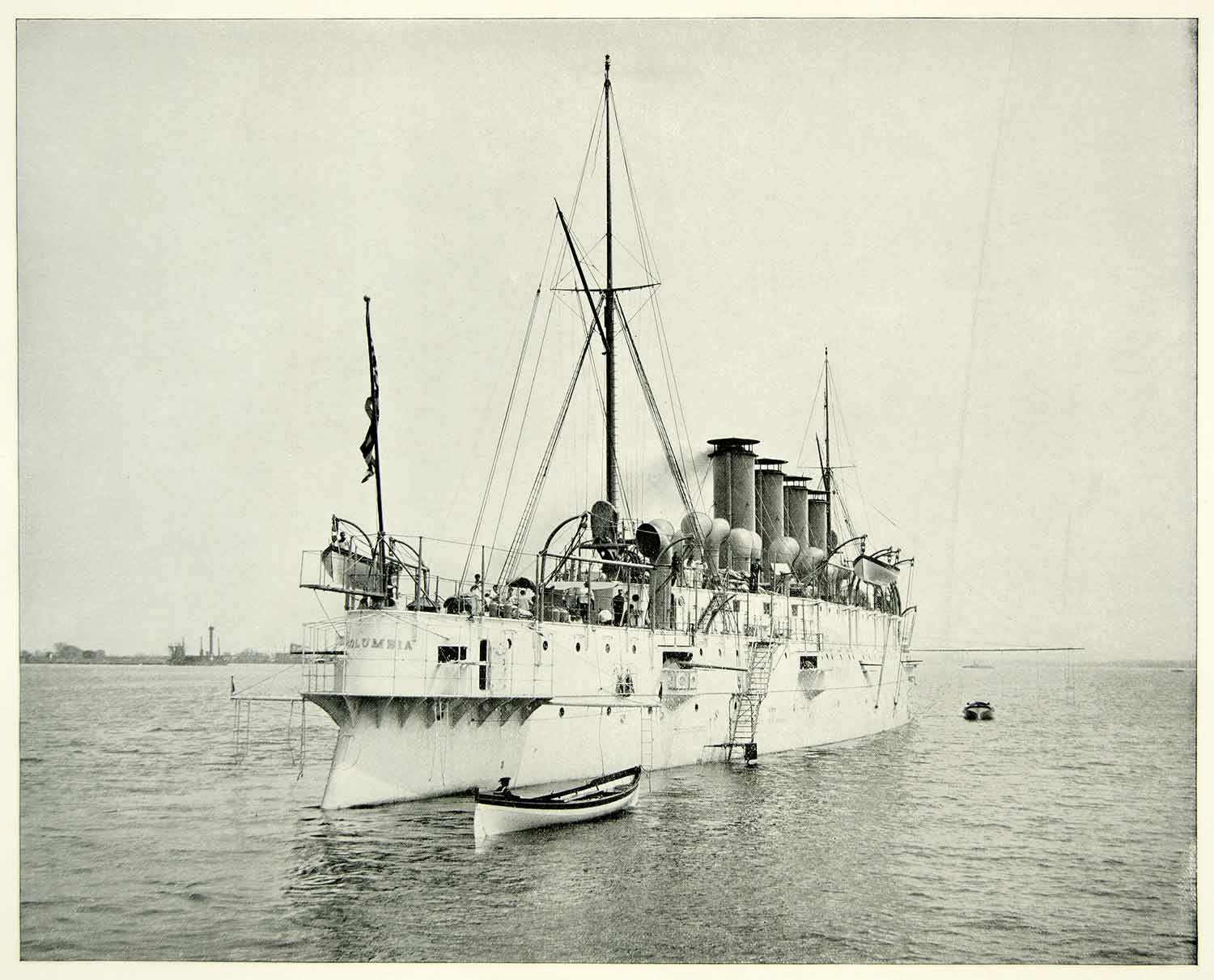 1894 Print Protected Steel Cruiser USS Columbia Navy Steamship Capt Su ...