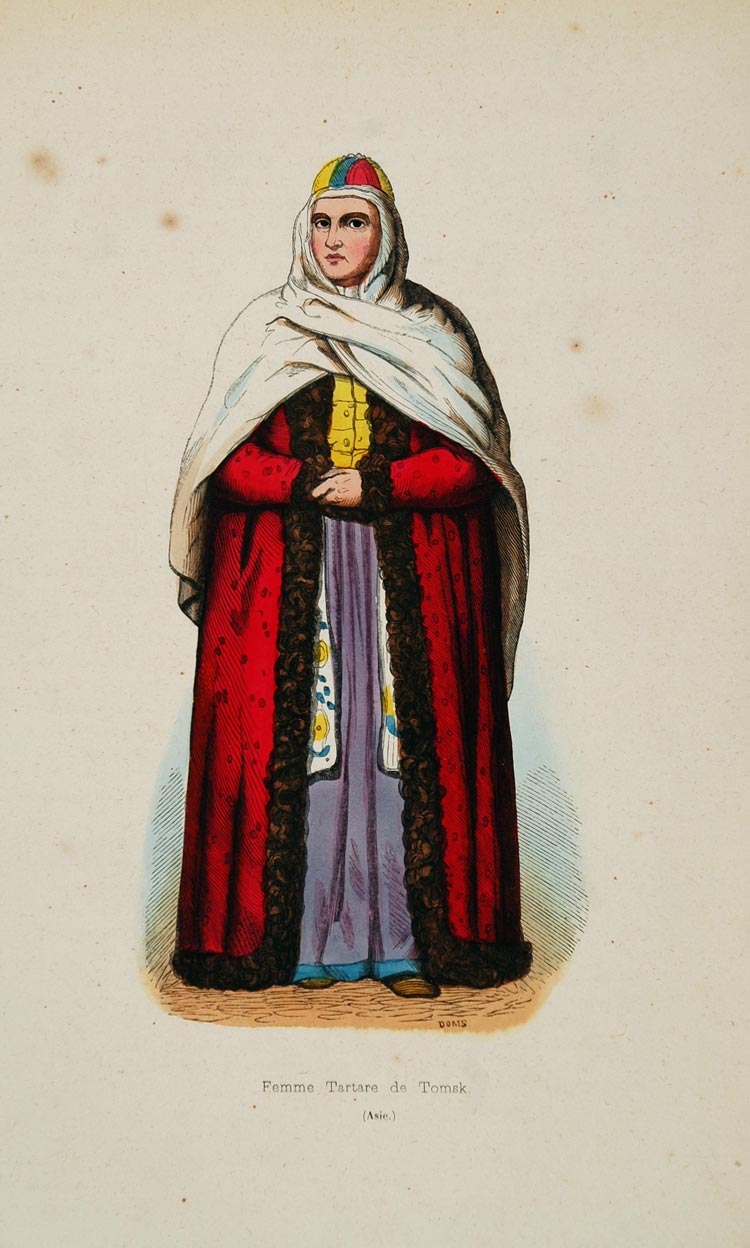 1845 Print Costume Tartar Tatar Woman Siberia Russia - ORIGINAL ACOST