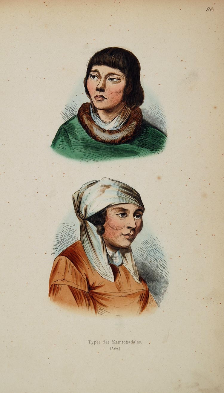 1845 Print Costume Itelmen Kamchadal Man Woman Siberia - ORIGINAL ACOST