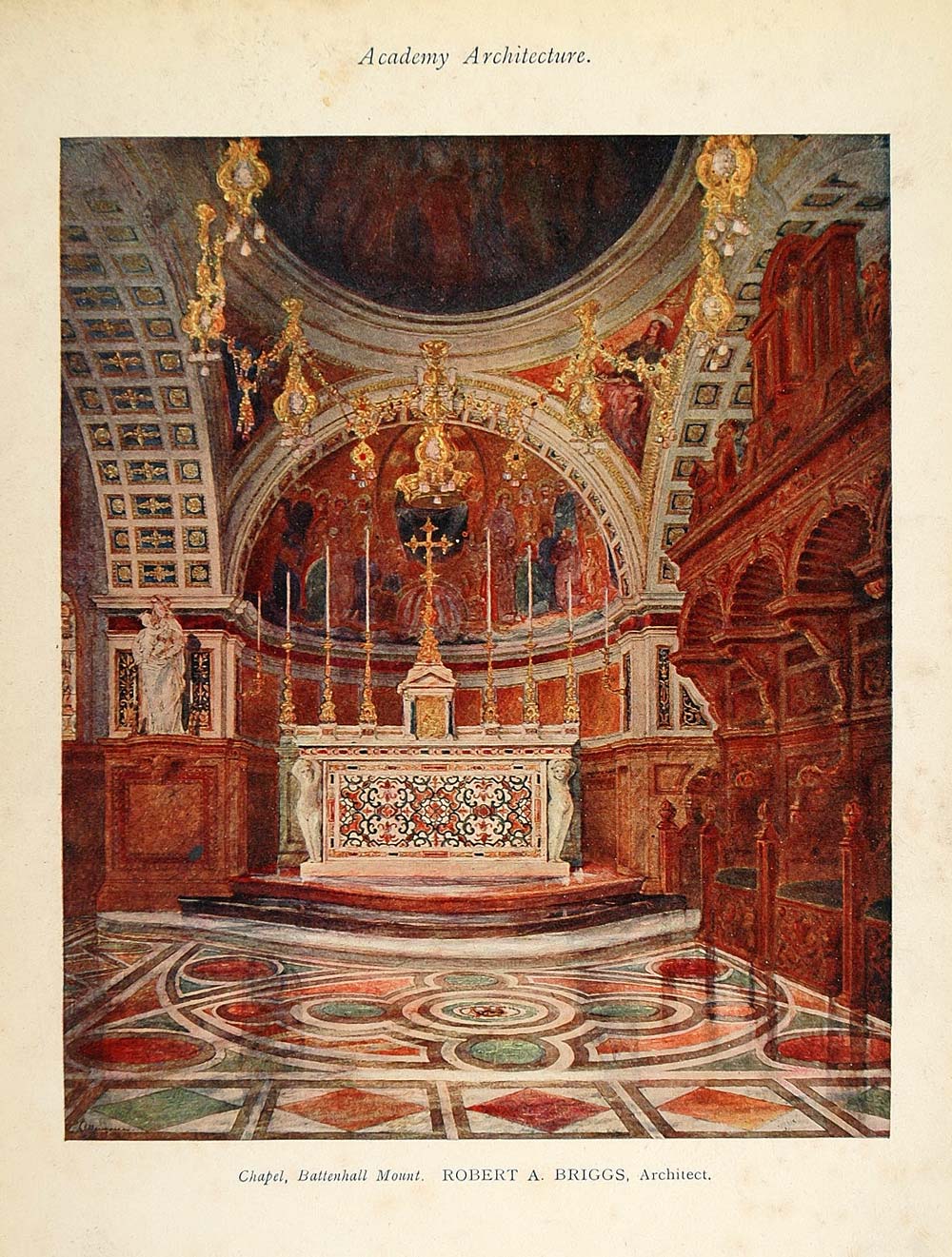 1913 Chapel Battenhall Mount London R. A. Briggs Print - ORIGINAL AD1