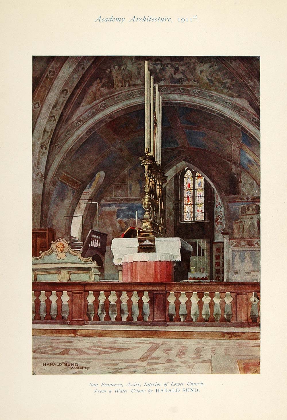 1911 Print St. Francis of Assisi Lower Church Interior - ORIGINAL AD1