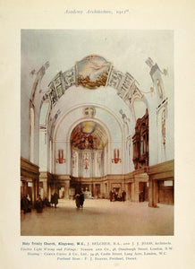 1912 Holy Trinity Church Kingsway London Interior Print - ORIGINAL AD1