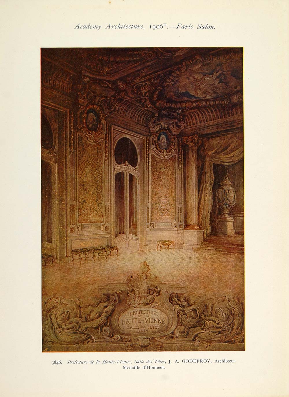 1906 Prefecture Vienna Austria Interior Room Print - ORIGINAL AD1
