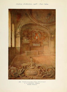 1906 J. A. Godefroy Architect Vienna Council Room Print - ORIGINAL AD1