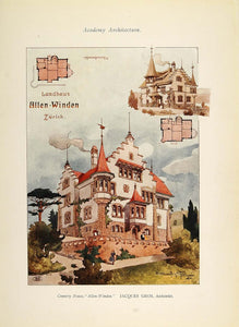 1913 House Allenwinden Switzerland Jacques Gros Print - ORIGINAL AD1