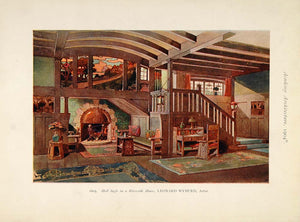 1904 Hall Ingle Fireplace House Leonard Wyburd Print - ORIGINAL AD1